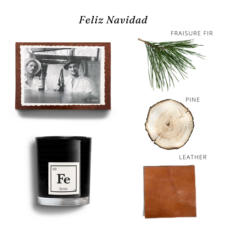 FELIZ NAVIDAD 6.5 oz Candle - Essence of Fraser fir + pine + touch of cedar + leather